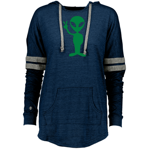 Big Alien Hello  Emoticon Martian UFO Smile Ladies Hooded