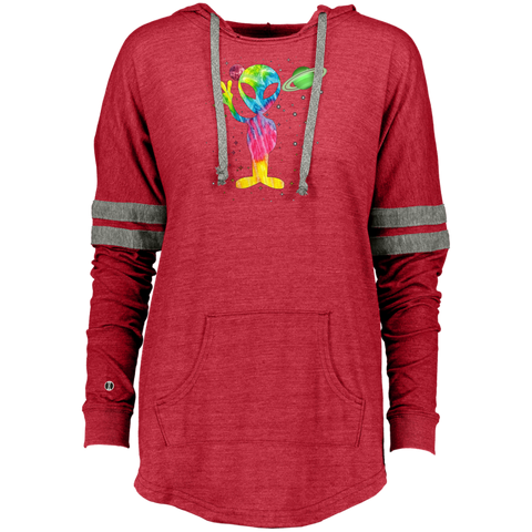 Alien Tie Dye Peace Planet -Distressed Retro Ladies Hooded