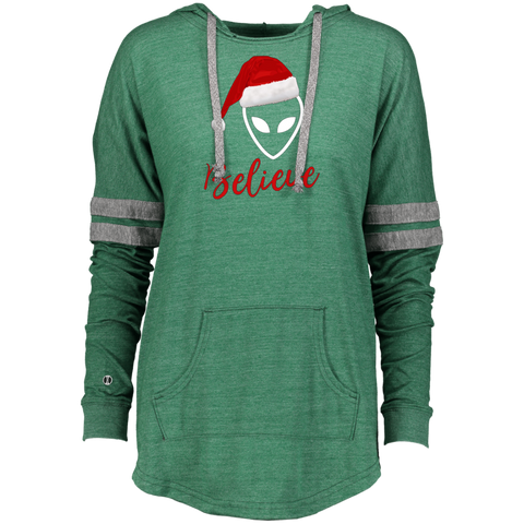 Believe Alien Santa Claus Hat Ugly Christmas Ladies Hooded