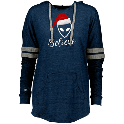Believe Alien Santa Claus Hat Ugly Christmas Ladies Hooded