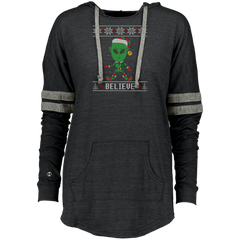 Believe Alien Elf Ugly Christmas Sweater Style Ladies Hooded