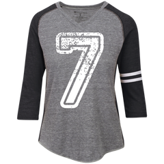 7 Number Seven Sports Team TShirt White Text Ladies' Vintage V-Neck T-Shirt