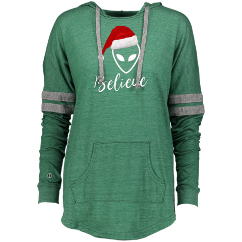 Believe Alien Santa Claus Hat Ugly Christmas Ladies Hooded