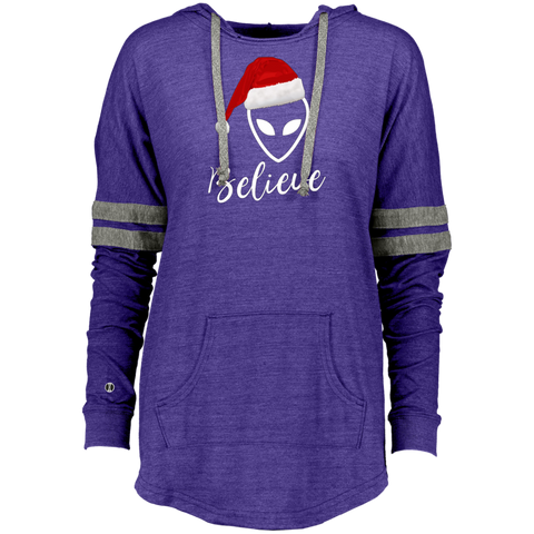 Believe Alien Santa Claus Hat Ugly Christmas Ladies Hooded