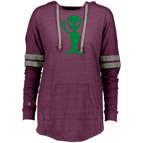 Big Alien Hello  Emoticon Martian UFO Smile Ladies Hooded