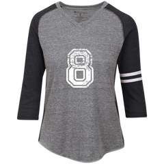 8 Number Eight Sports Team TShirt White Text Ladies' Vintage V-Neck T-Shirt