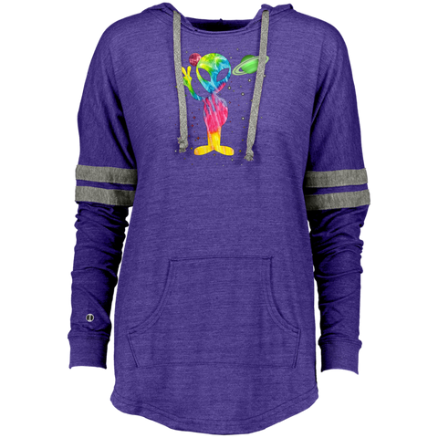Alien Tie Dye Peace Planet -Distressed Retro Ladies Hooded