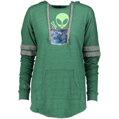 Alien Pocket   UFO from Cosmic Space Peace sign Ladies Hooded