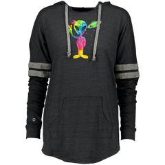 Alien Tie Dye Peace Planet -Distressed Retro Ladies Hooded