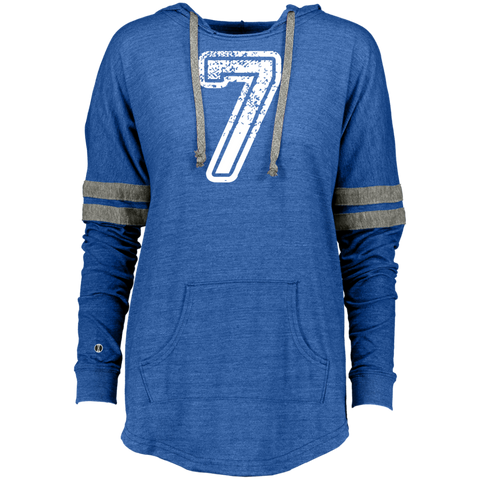 7 Number Seven Sports Team TShirt White Text Holloway Ladies Hooded