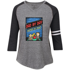 8 bit Video Games Graphic Design  Gamer Dads T Shirt Ladies' Vintage V-Neck T-Shirt