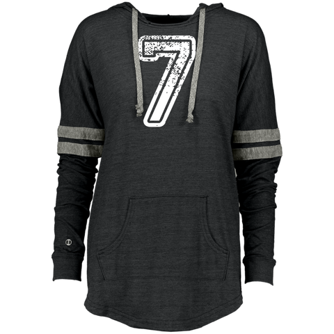 7 Number Seven Sports Team TShirt White Text Holloway Ladies Hooded