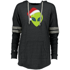 Alien in a Santa Claus Hat - Christmas Ladies Hooded