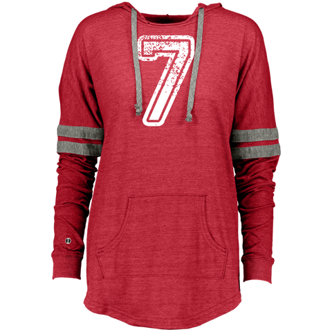 7 Number Seven Sports Team TShirt White Text Holloway Ladies Hooded