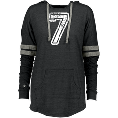 7 Number Seven Sports Team TShirt White Text Ladies Hooded