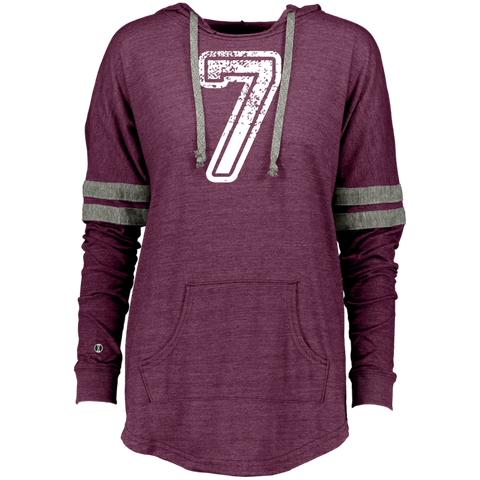 7 Number Seven Sports Team TShirt White Text Holloway Ladies Hooded