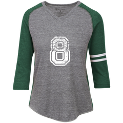 8 Number Eight Sports Team TShirt White Text Ladies' Vintage V-Neck T-Shirt