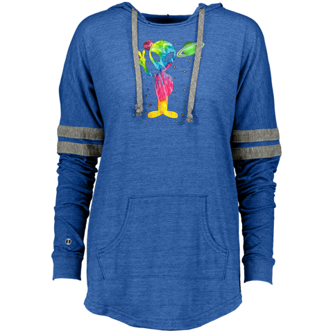 Alien Tie Dye Peace Planet -Distressed Retro Ladies Hooded
