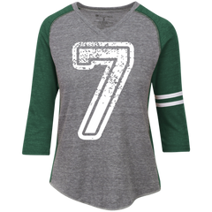 7 Number Seven Sports Team TShirt White Text Ladies' Vintage V-Neck T-Shirt