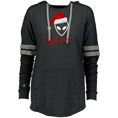 Believe Alien Santa Claus Hat Ugly Christmas Ladies Hooded