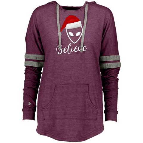 Believe Alien Santa Claus Hat Ugly Christmas Ladies Hooded