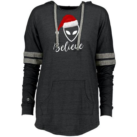 Believe Alien Santa Claus Hat Ugly Christmas Ladies Hooded