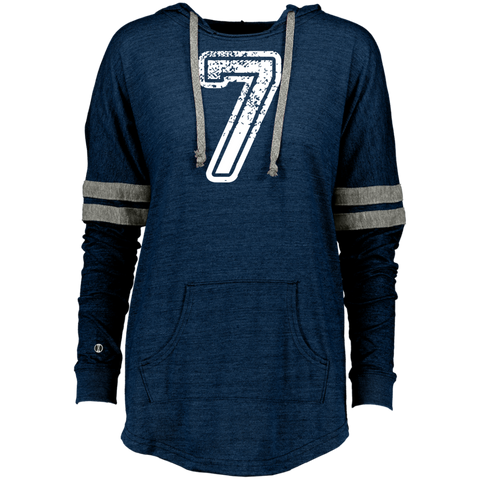7 Number Seven Sports Team TShirt White Text Holloway Ladies Hooded