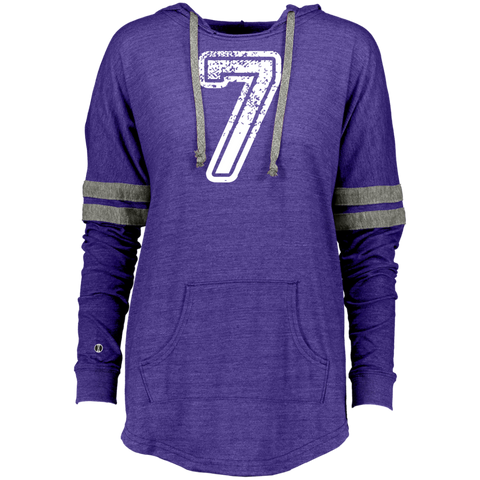 7 Number Seven Sports Team TShirt White Text Holloway Ladies Hooded